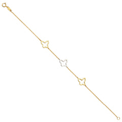 14K Tri Color Gold Butterfly Light Bracelet
