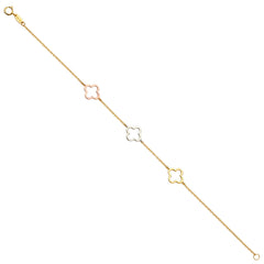14K Tri Color Gold Plumeria Light Bracelet