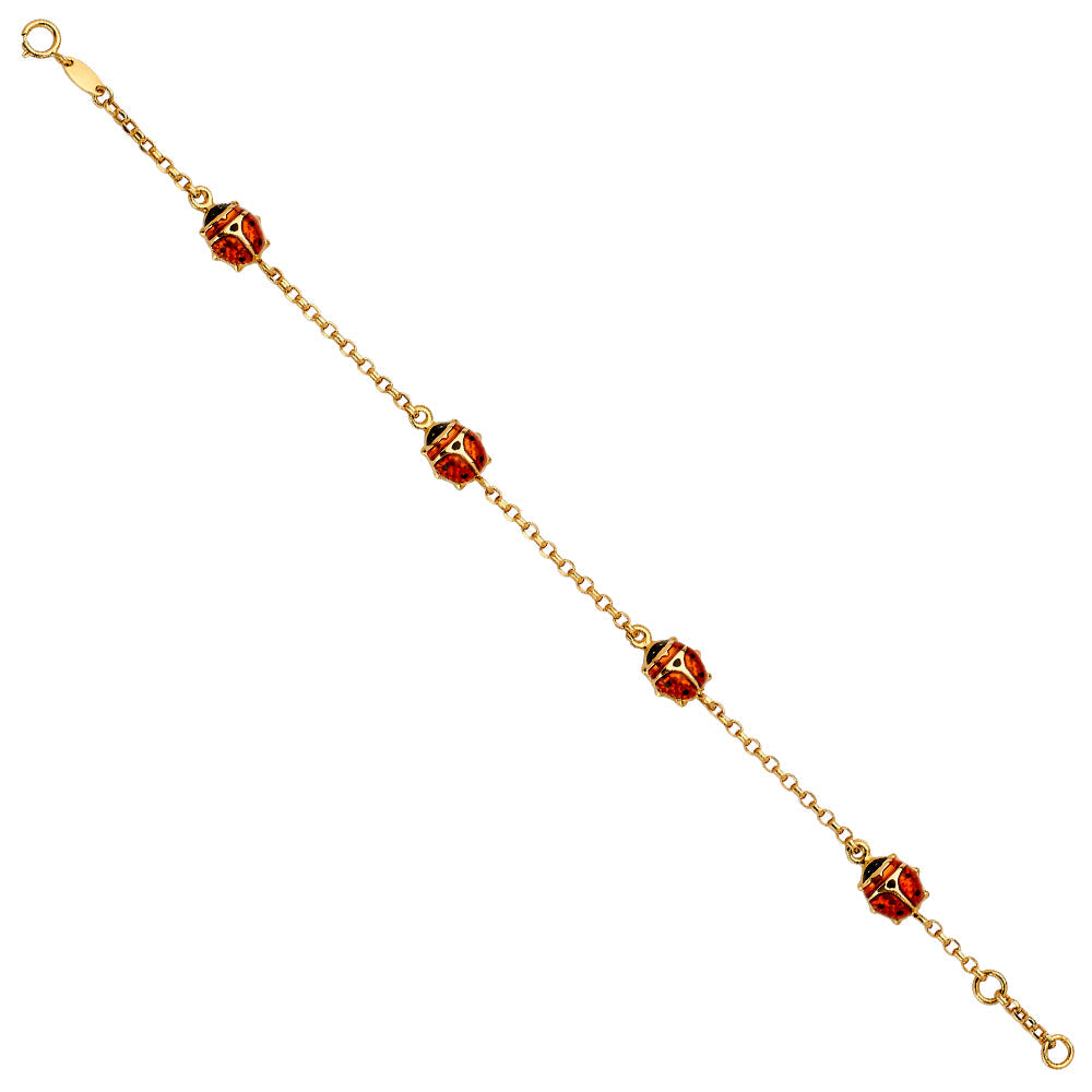 14K Yellow Gold Lady Bug Bracelet