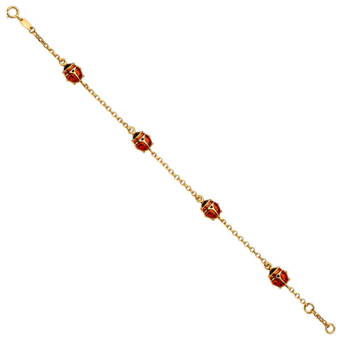 14K Yellow Gold Lady Bug Bracelet