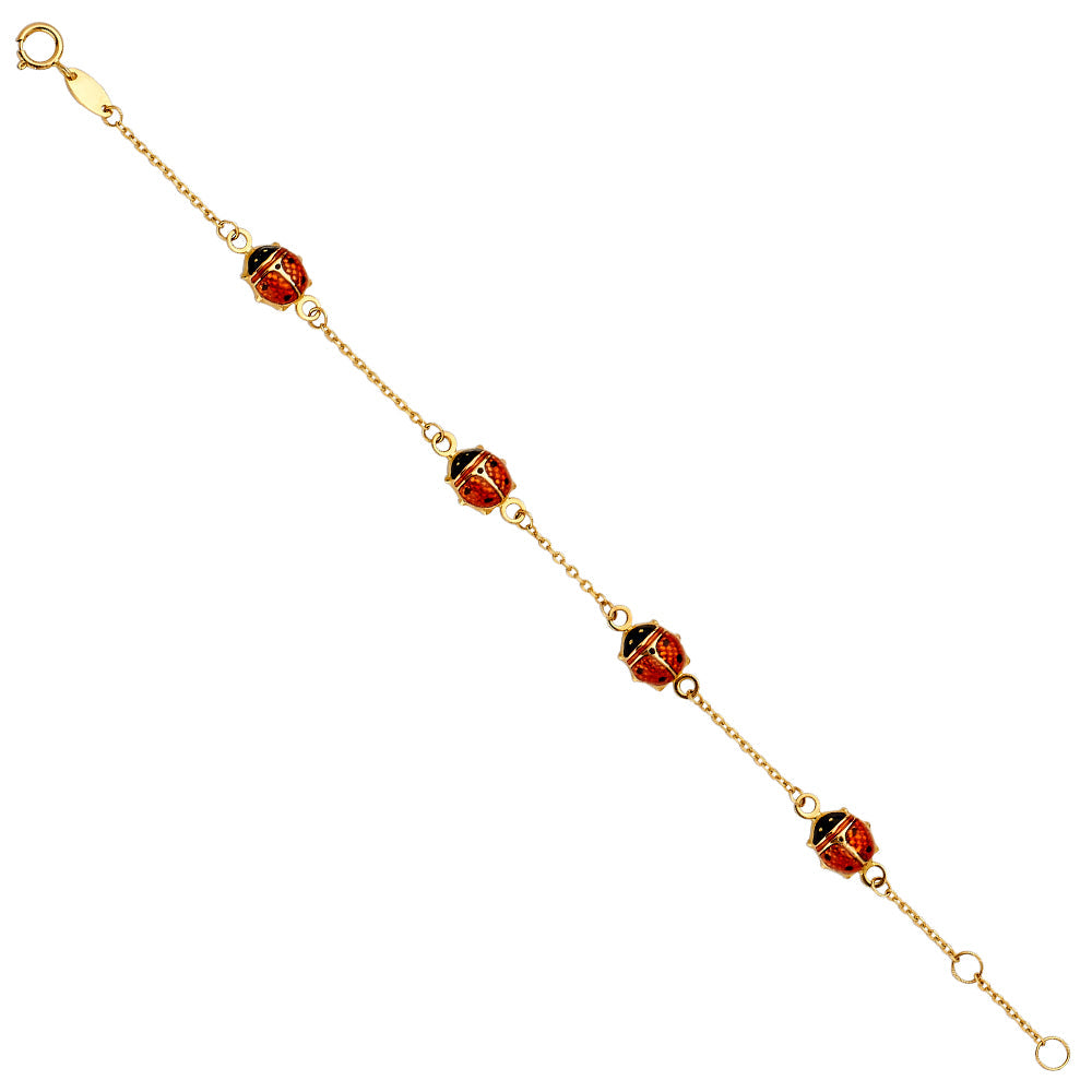 14K Yellow Gold Lady Bug Baby Bracelet