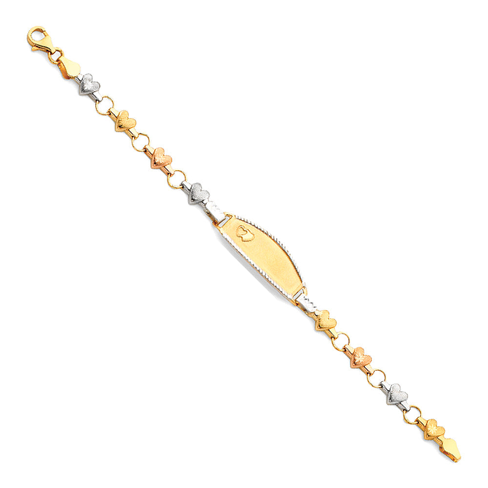 14K Tri Color Gold Light Stampato ID Bracelet For Junior