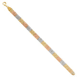 14K Tri Color Gold Crystal Cut Bracelet