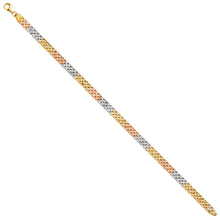 Load image into Gallery viewer, 14K Tri Color Gold Thick Crystal Cut Bracelet