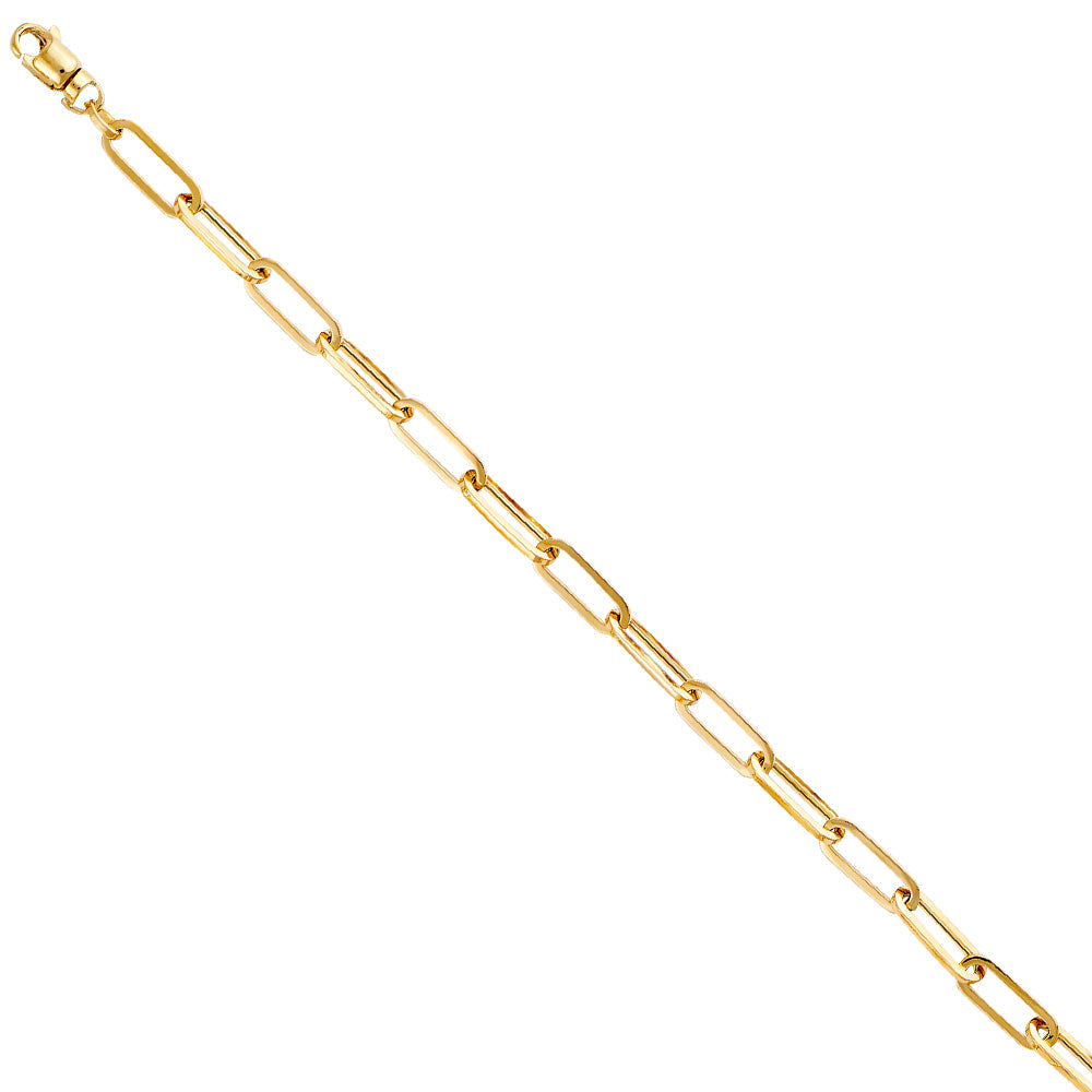 14K Yellow Gold 5.5mm Hollow Paperclip Bracelet