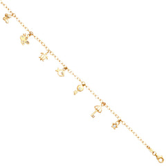 14K Yellow Gold Assorted Nature Hanging Bracelet And Anklet