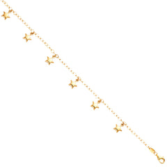 14K Yellow Gold Hanging Star Bracelet And Anklet