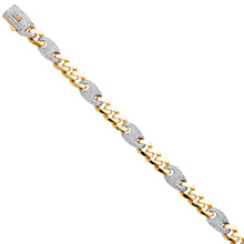 Load image into Gallery viewer, 14K Yellow Gold 9.5mm Hollow Fancy Monaco CZ Bracelet With CZ Lock