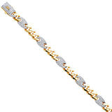 14K Yellow Gold 9.5mm Hollow Fancy Monaco CZ Bracelet With CZ Lock