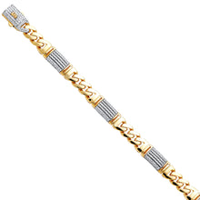 Load image into Gallery viewer, 14K Yellow Gold 9.5mm CZ Lock With Hollow Fancy Monaco CZ Bracelet