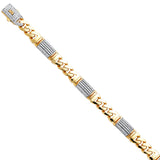 14K Yellow Gold 9.5mm CZ Lock With Hollow Fancy Monaco CZ Bracelet