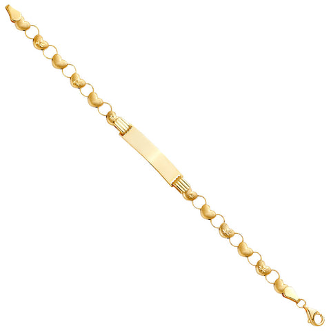 14K Yellow Gold Stampato Bracelet With Plain ID For Junior