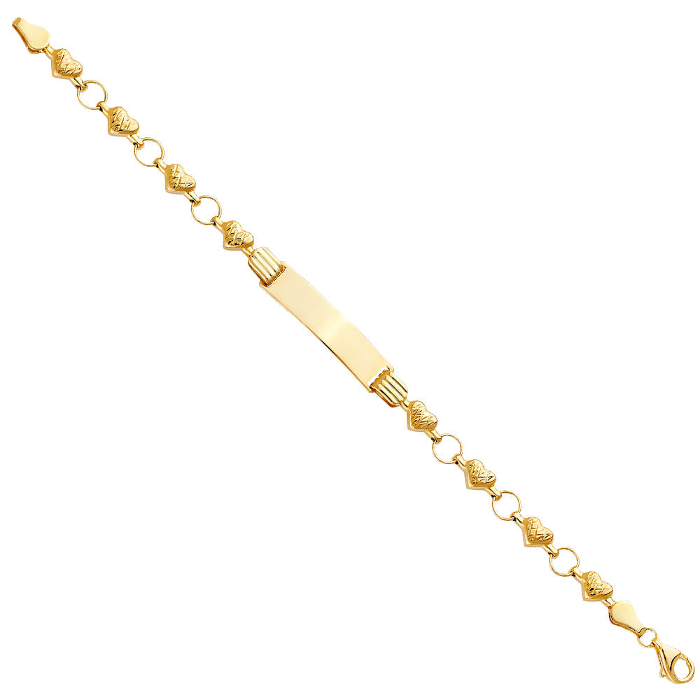 14K Yellow Gold Plain ID For Junior Stampato Bracelet