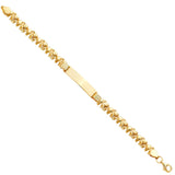 14K Yellow Gold Elephant Stampato Bracelet With Plain ID For Junior