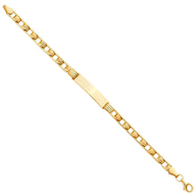 Load image into Gallery viewer, 14K Yellow Gold Lock Stampato Bracelet With Plain ID For Junior