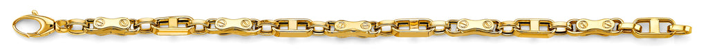 14K Yellow Gold Screw Link Men's Fancy Bracelet