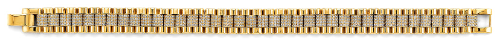 14K Yellow Gold Fancy Rolex Type CZ Bracelet