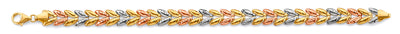 14K Tri Color Gold Fancy Hollow Bracelet