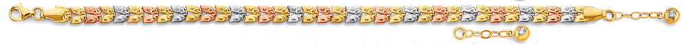 14K Tri Color Gold Butterfly Fancy Bracelet