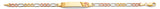 14K Tri Color Gold Figaro Cross ID Bracelet
