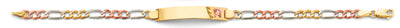 14K Tri Color Gold Figaro Butterfly ID Bracelet