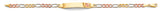 14K Tri Color Gold Figaro Butterfly ID Bracelet
