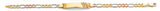 14K Tri Color Gold Figaro Flower ID Bracelet