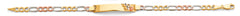 14K Tri Color Gold Figaro Flower ID Bracelet