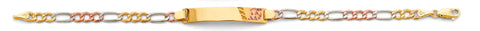 14K Tri Color Gold Figaro 15 Years ID Bracelet