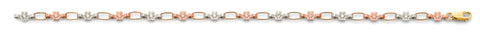 14K Tri Color Gold Flower Bracelet