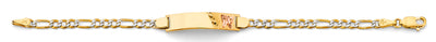 14K Two Tone Gold Figaro WP Butterfly ID Bracelet