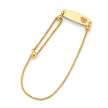 Load image into Gallery viewer, 14K Yellow Gold Adjustable Heart ID Bracelet