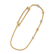 Load image into Gallery viewer, 14K Tri Color Gold Adjustable Ball Bracelet