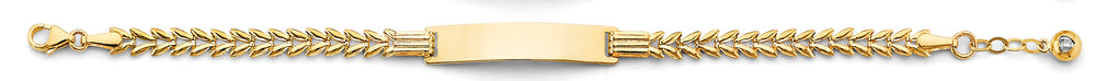14K Yellow Gold CZ Baby ID And Leaf Bracelet