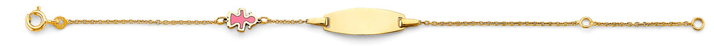 14K Yellow Gold Enamel Girl Baby ID Bracelet