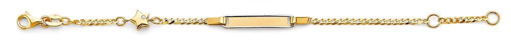 14K Two Tone Gold CZ Baby ID With Star Bracelet