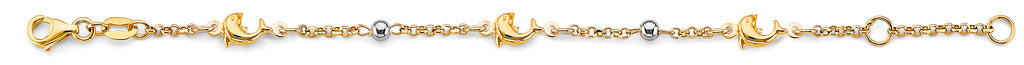 14K Two Tone Gold Dolphin Baby Bracelet