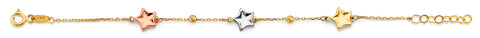 14K Tri Color Gold Star Baby Bracelet