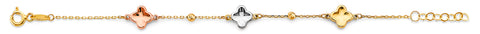 14K Tri Color Gold Flower Baby Bracelet