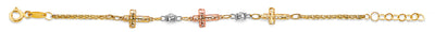 14K Tri Color Gold Cross Baby Bracelet