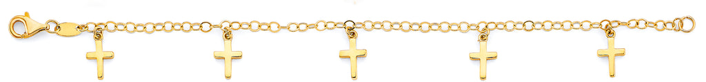 14K Yellow Gold Cross Charm Baby Bracelet