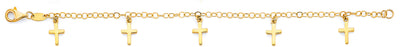 14K Yellow Gold Cross Charm Baby Bracelet