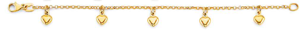 14K Yellow Gold Heart Charm Baby Bracelet