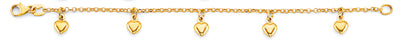14K Yellow Gold Heart Charm Baby Bracelet