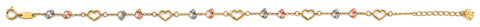 14K Tri Color Gold Light Heart Bracelet And Anklet