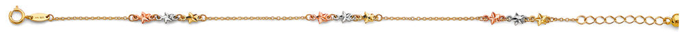 14K Tri Color Gold Light Bracelet And Anklet