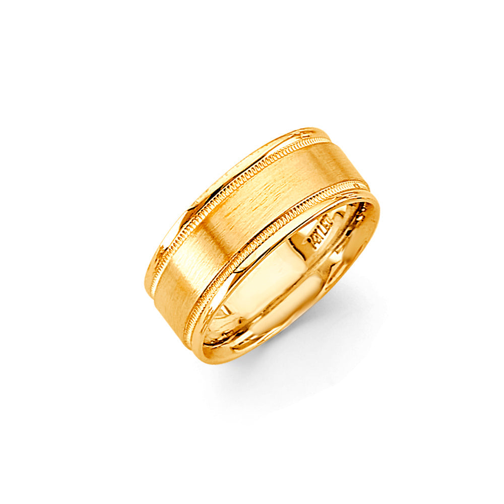 14K Yellow Gold Brushed Wedding Band