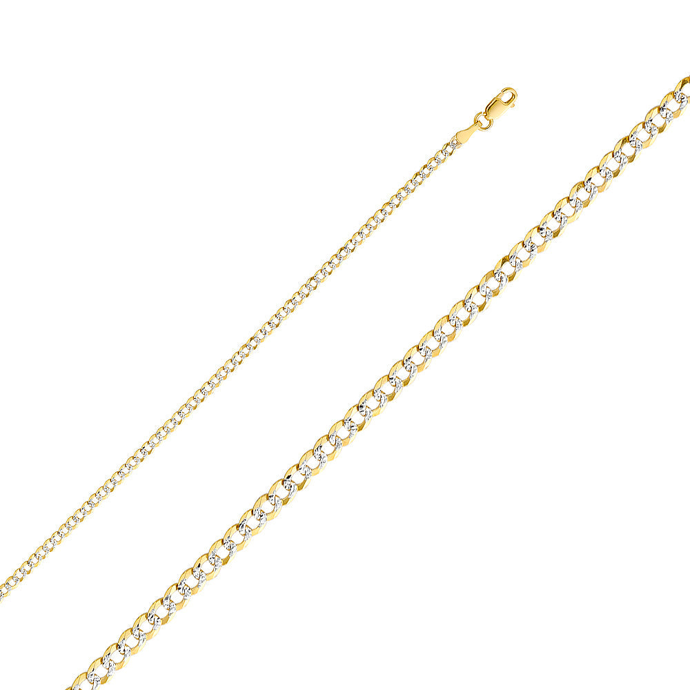 14K Two Tone Gold 2.7mm Cuban WP Chain