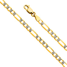 Load image into Gallery viewer, 14K Two Tone Gold 3.8mm Figaro 3+1 Fancy WP 100 Chain