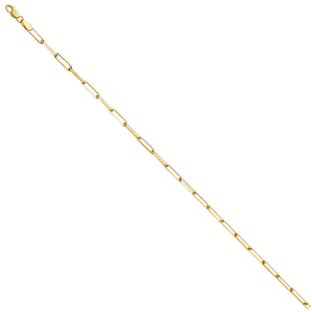 14K Yellow Gold 2.7mm Triangle DC Paperclip Chain